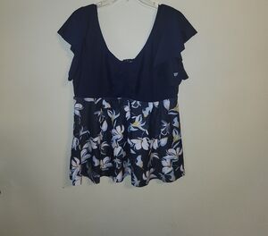 Navy Floral Women's Blouse